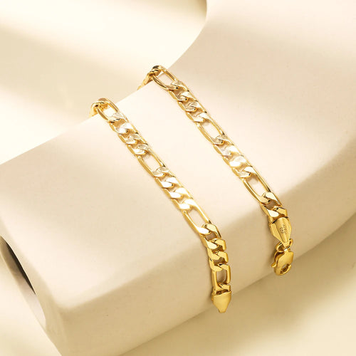 925 Sterling Silver Classic Figaro Chain Link Necklace for Men 14K Gold Plated 5mm Wide Cuban Curb Link Chain Jewlelry Gift USA